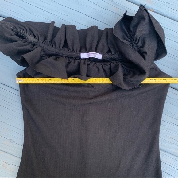 Zara off shoulder ruffle black body con dress - Picture 5 of 8